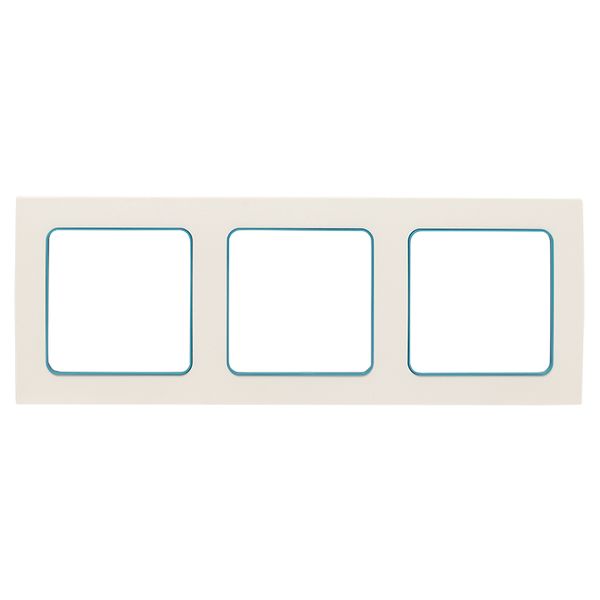 Стокгольм Рамка 3-местная белая с линией цвета синий EKF