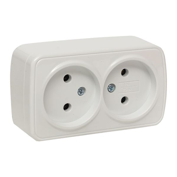 Минск Розетка 2-местная ОП 10А без заземления белая EKF