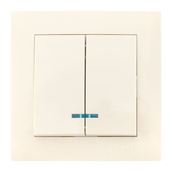 Валенсия выключатель 2-кл. 10А кремовый с индикатором EKF