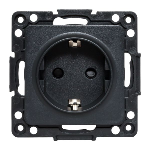Стокгольм Механизм Розетки 1-местной с/з 16А винтовые клеммы черный с защ. штор. EKF