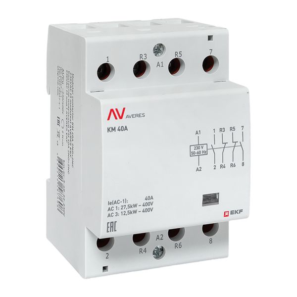 Контактор модульный КМ 40А 2NO+2NC 230В АС (3 мод.) AVERES EKF km-av-3-40-22-230V