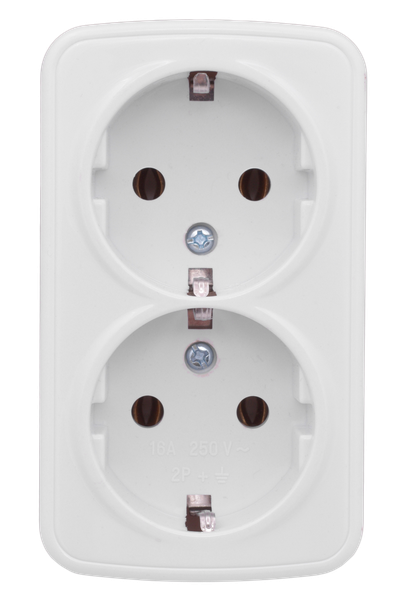 Минск Розетка 2-местная ОП 16А с заземлением белая EKF