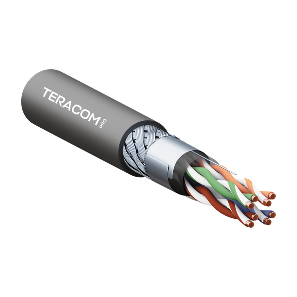 Кабель витая пара TERACOM PRO Cat.5E SF/UTP для промышленного Ethernet проводник 4 пары 19x0,1мм 26AWG оболочка полиуретан -40°C – +80°C цвет черный (упак. 500м)