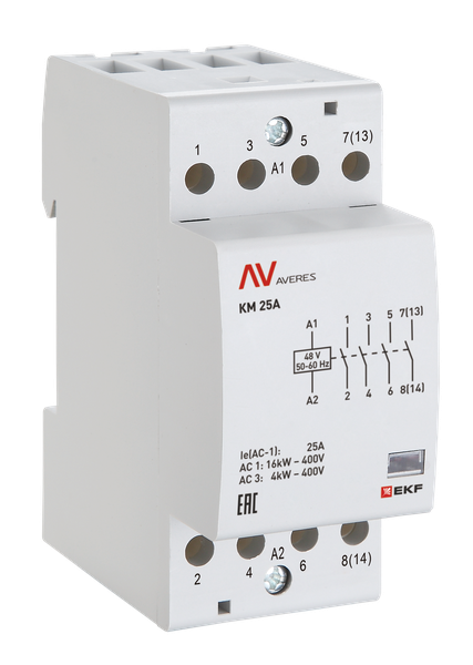 Контактор модульный КМ 40А 1NO+1NC 24В АС (2 мод.) AVERES EKF km-av-2-40-11-24V