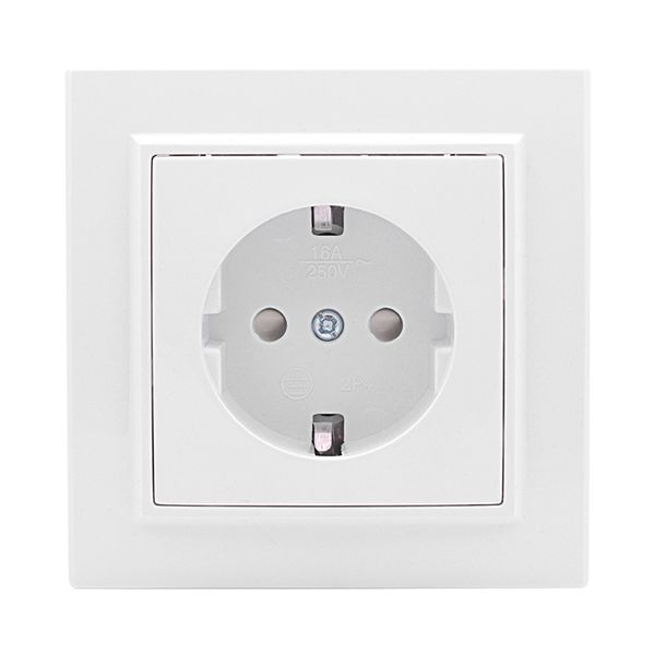 Минск Розетка 1-местная СП с заземлением 16А белая с защ. штор. EKF