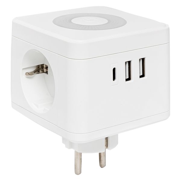 Тройник "Куб" 2 гнезда 2USB 2,4А+Type C + Ночник UBA-CUB-T2-TC EKF