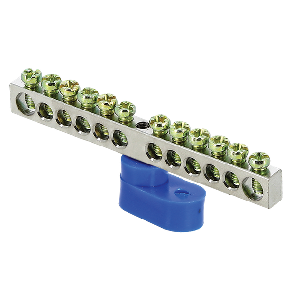 Шина "0" N (6x9мм) 12 отв. цинк синий угловой изолятор EKF PROxima