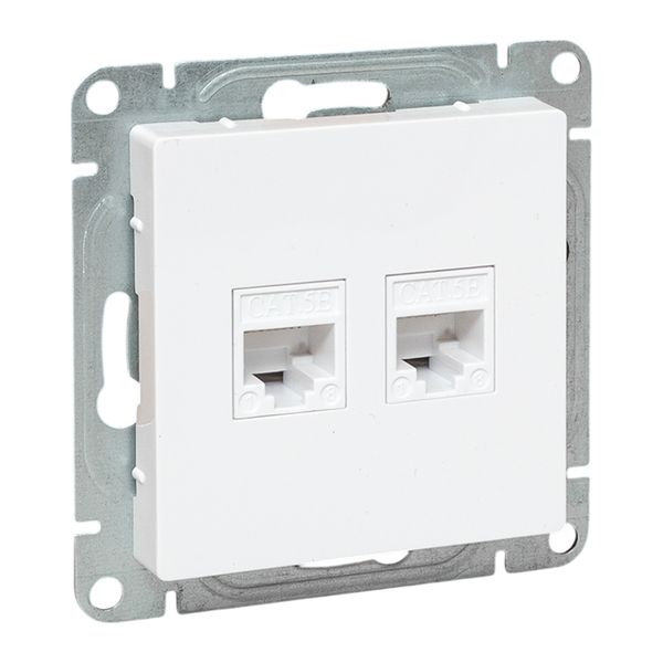 Механизм розетки RJ45 - 2шт, (cat6), белый Эпика EKF UP1-SOW-2RJ45-6