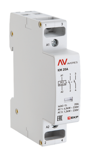 Контактор модульный КМ 20А 1NO+1NC 110В АС (1 мод.) AVERES EKF km-av-1-20-11-110V