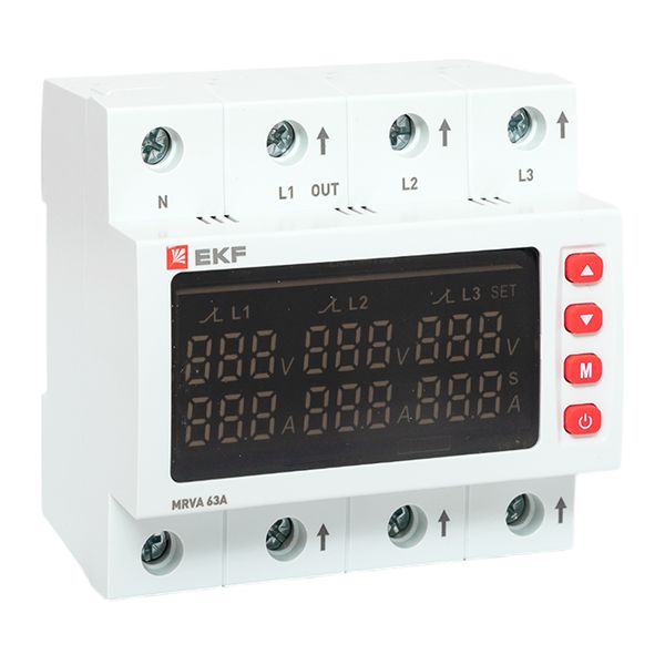 Трехфазное реле напряжения и тока с дисп. MRVA 63A EKF