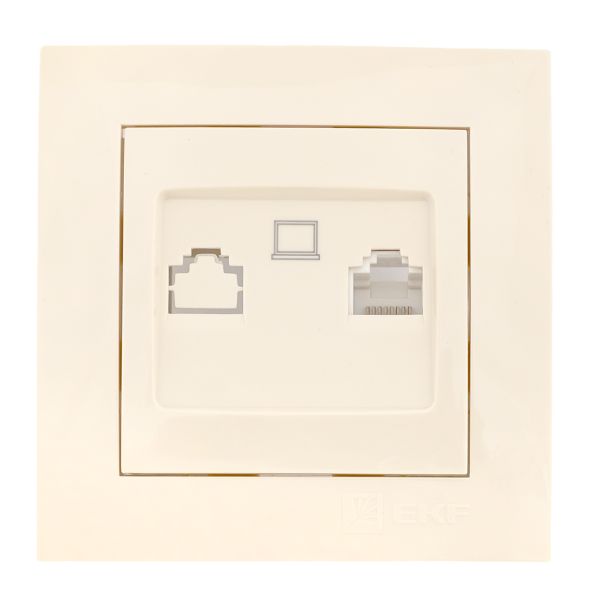 Валенсия розетка компьютерная RJ-45 1-местная кремовая EKF