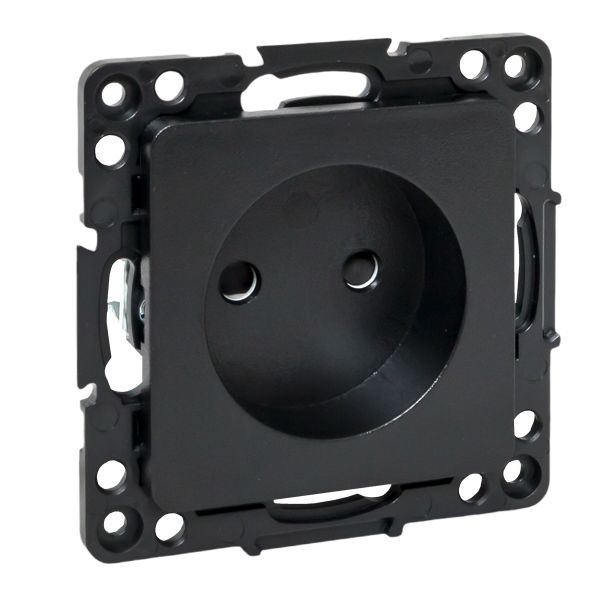 Стокгольм Механизм Розетки 1-местной б/з 10 А автоматические клеммы черный с защ. штор. EKF