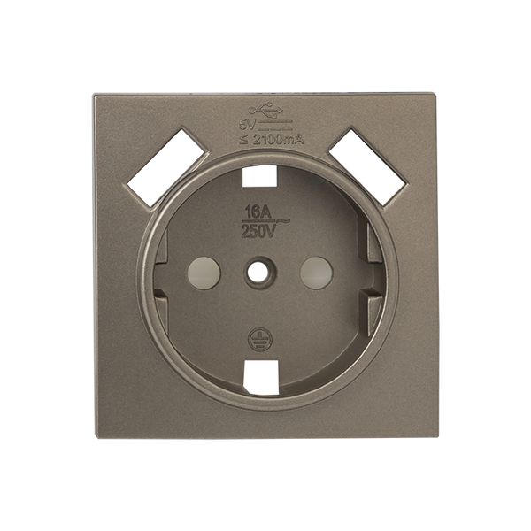 Валенсия лицевая панель розетки 1-местной с/з 16А кашемир с защ. штор. с 2 USB 2,1А EKF ESR16-L-028-40-2USB