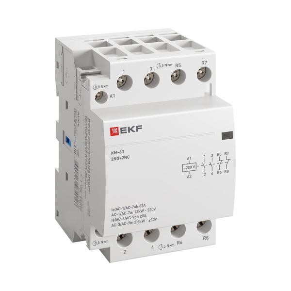 Контактор модульный КМ 63А 2NO+2NC 230В АС (3 мод.) PROXIMA EKF km-3-63-22
