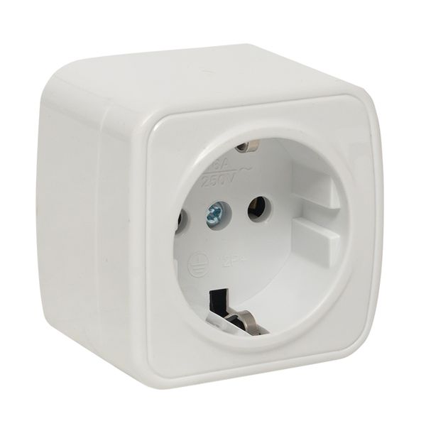 Минск Розетка 1-местная ОП 16А с заземлением белая EKF