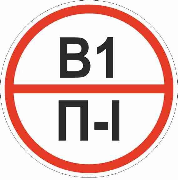 Знак пластик "Категории помещения по взрывопожарной и пожарной опасности В1 П-I" (200x200) ГОСТ 12.4.026-2015 EKF PROxima pn-b1-p-l
