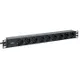 Блок розеток PDU TERACOM PRO 19" 1U 10А/250В 9 розеток Schuko шнур питания длиной 2 метра сечение 3x1,5 мм2 вилка C14 корпус алюминий черный