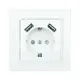 Минск Розетка 1-местная СП с/з 16А белая с защ. штор. с 2 USB 2,1А EKF