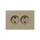 Механизм розетки двойной, 16А, без заземления, без шторок, с рамкой, шампань Эпика EKF