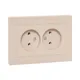 Механизм розетки двойной, 16А, без заземления, без шторок, с рамкой, кремовый Эпика EKF
