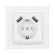 Минск Розетка 1-местная СП с/з 16А белая с защ. штор. с 2 USB 2,1А EKF
