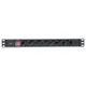 Блок розеток PDU TERACOM PRO 19" 1U 10А/250В 7 розеток Schuko с выключателем без шнура питания входной разъем C14 корпус алюминий черный