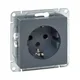 Механизм розетки, 16А, с заземлением, со шторками, графит Эпика EKF
