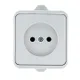 Прага Розетка 1-местная 10А без заземления IP44 белая EKF
