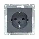 Механизм розетки, 16А, с заземлением, со шторками, графит Эпика EKF
