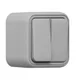 Выключатель, двухклавишный, проходной, ОП, автоматические клеммы серый, Бронто EKF