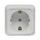 Рим Розетка 1-местная 16А с заземлением белая с защ. штор. EKF