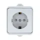 Прага Розетка 1-местная 16А с заземлением IP44 белая с защ. штор. EKF