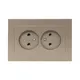 Механизм розетки двойной, 16А, без заземления, без шторок, с рамкой, шампань Эпика EKF