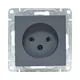 Механизм розетки, 16А, без заземления, без шторок, графит Эпика EKF