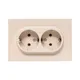Механизм розетки двойной, 16А, с заземлением, без шторок, с рамкой, кремовый Эпика EKF