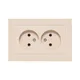Механизм розетки двойной, 16А, без заземления, без шторок, с рамкой, кремовый Эпика EKF