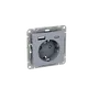 Механизм розетки с USB-A+С - 2шт, 16А, с заземлением, со шторками, алюминий Эпика EKF