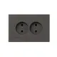 Механизм розетки двойной, 16А, без заземления, без шторок, с рамкой, мокко Эпика EKF