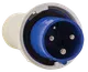 Вилка переносная 033 2Р+РЕ 63А 220В IP67 EKF