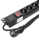 Блок розеток PDU TERACOM 19" 1U 16А/250В 6 розеток Schuko с выключателем шнур питания длиной 2 метра сечение 3x1,5 мм2 вилка Schuko корпус пластик черный