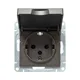 Механизм розетки, 16А, IP44, с заземлением, со шторками, c крышкой, мокко Эпика EKF