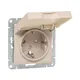 Механизм розетки, 16А, IP44, с заземлением, со шторками, c крышкой, кремовый Эпика EKF
