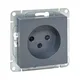 Механизм розетки, 16А, без заземления, со шторками, графит Эпика EKF